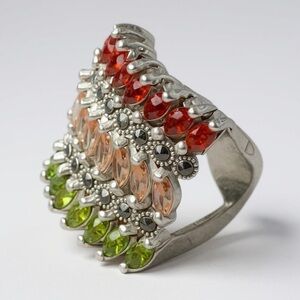 💍✨ Multi-Tourmaline Sterling Silver Statement Ring ✨💍